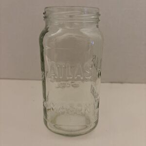 Atlas Mason Clear Glass Jar Pint Hazel-Atlas Glass Company 1910s-1950s NO LID